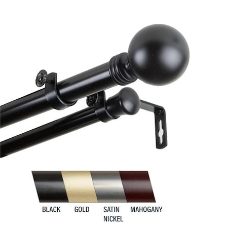 Central Design Central Design 100-01-1602-D Globus 1 in. Double Curtain Rod; 160-240 in. - Black 100-01-1602-D
